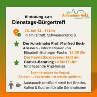 Kunstmaler Prof. Manfred Beck-Arnstein und Beratung für pflegende Angehörige - Dienstags-Bürgertreff